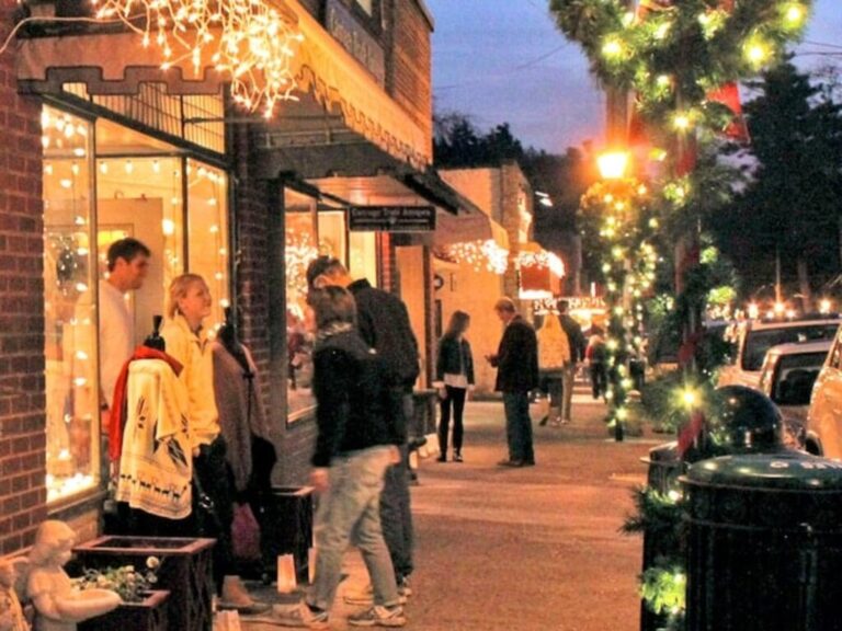 Holiday lights on Main Street in Blowing Rock