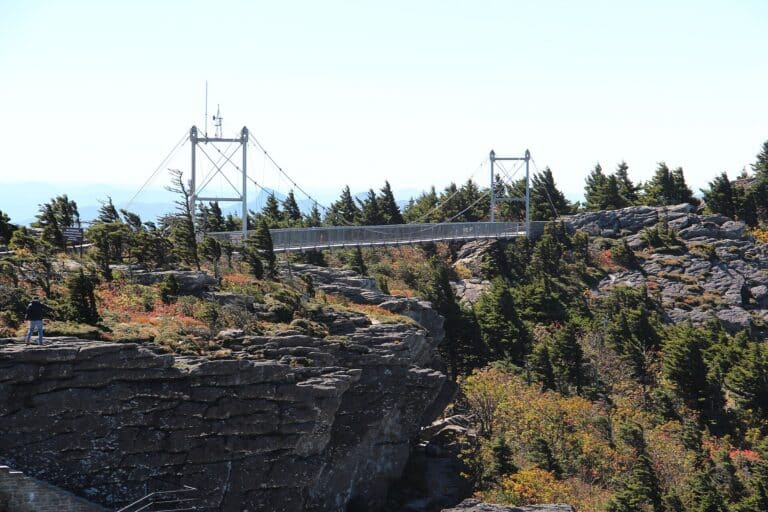 Mile High Swinging Bridge on Grandfather Mountain in October colour